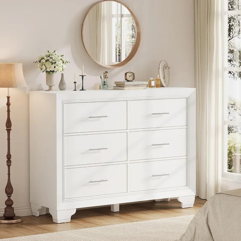 Modern Wood 6 Drawer Dresser