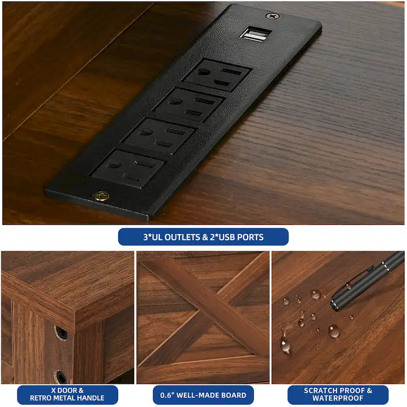 Moasis Farmhouse 59 TV Stand Media Console Entertainment Center with Storage Cabinets and Shelves