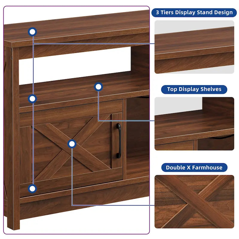 Moasis Farmhouse 59 TV Stand Media Console Entertainment Center with Storage Cabinets and Shelves