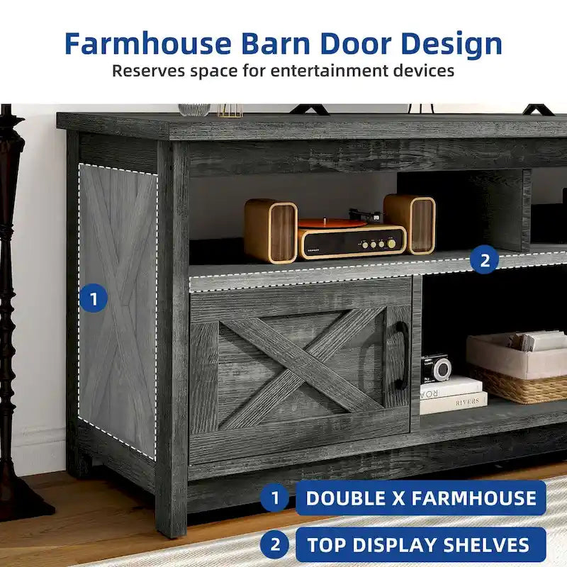 Moasis Farmhouse 59 TV Stand Media Console Entertainment Center with Storage Cabinets and Shelves