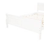 Full Size Wood Platform Bed with Headboard and Wooden Slat Support, White
