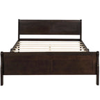 Full Size Wood Platform Bed with Headboard and Wooden Slat Support, White