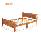 Full Size Wood Platform Bed with Headboard and Wooden Slat Support, White
