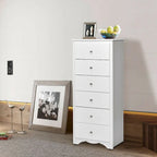 Gymax 6 Drawer Chest Dresser Clothes Storage Bedroom Tall Furniture