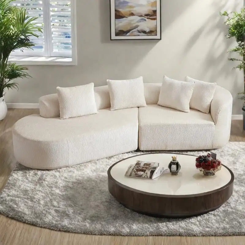 114 Chenille Cloud Sectional Sofa with Extra Deep Seating, and 4 Throw Pillows & No-Assembly Design