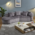 114 Chenille Cloud Sectional Sofa with Extra Deep Seating, and 4 Throw Pillows & No-Assembly Design