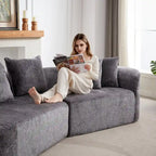 114 Chenille Cloud Sectional Sofa with Extra Deep Seating, and 4 Throw Pillows & No-Assembly Design