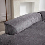 114 Chenille Cloud Sectional Sofa with Extra Deep Seating, and 4 Throw Pillows & No-Assembly Design