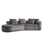 114 Chenille Cloud Sectional Sofa with Extra Deep Seating, and 4 Throw Pillows & No-Assembly Design