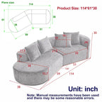 114 Chenille Cloud Sectional Sofa with Extra Deep Seating, and 4 Throw Pillows & No-Assembly Design