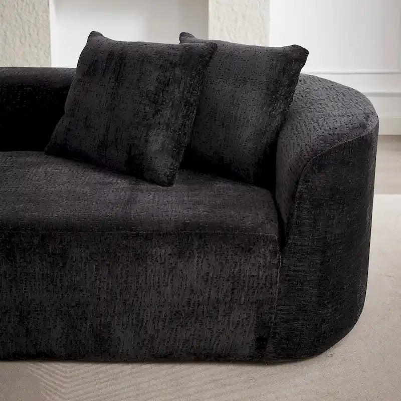 114 Chenille Cloud Sectional Sofa with Extra Deep Seating, and 4 Throw Pillows & No-Assembly Design