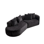 114 Chenille Cloud Sectional Sofa with Extra Deep Seating, and 4 Throw Pillows & No-Assembly Design