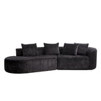 114 Chenille Cloud Sectional Sofa with Extra Deep Seating, and 4 Throw Pillows & No-Assembly Design