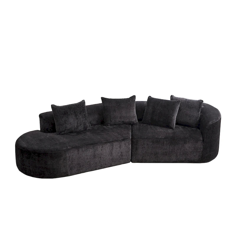 114 Chenille Cloud Sectional Sofa with Extra Deep Seating, and 4 Throw Pillows & No-Assembly Design