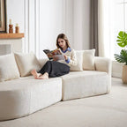 114 Chenille Cloud Sectional Sofa with Extra Deep Seating, and 4 Throw Pillows & No-Assembly Design
