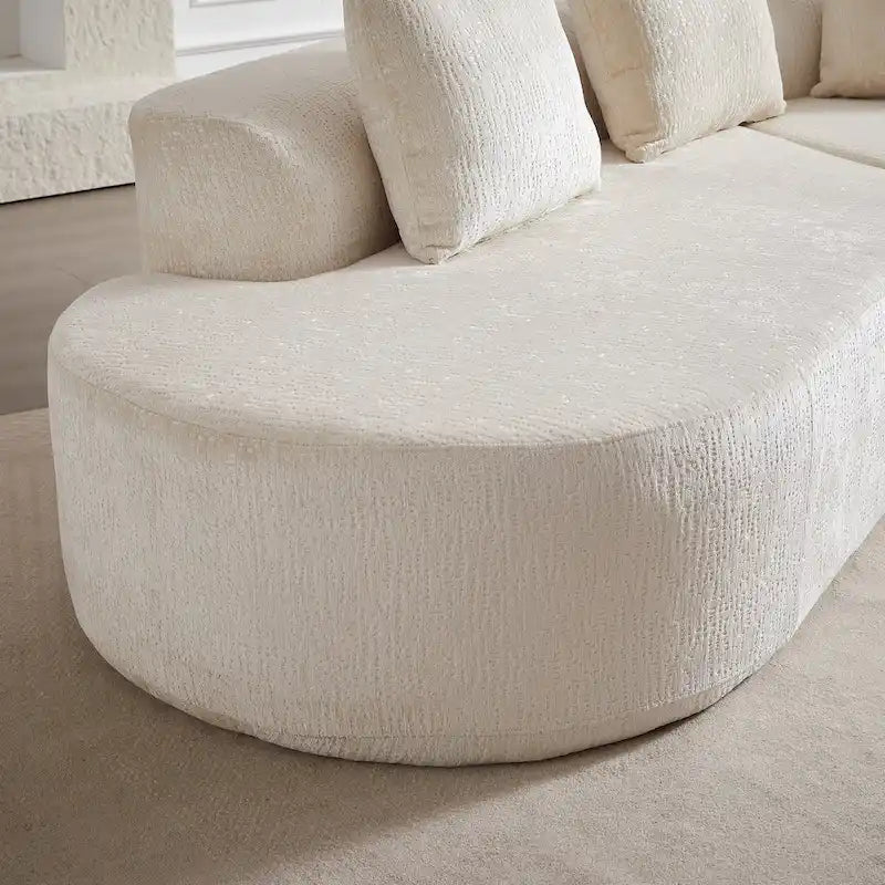 114 Chenille Cloud Sectional Sofa with Extra Deep Seating, and 4 Throw Pillows & No-Assembly Design