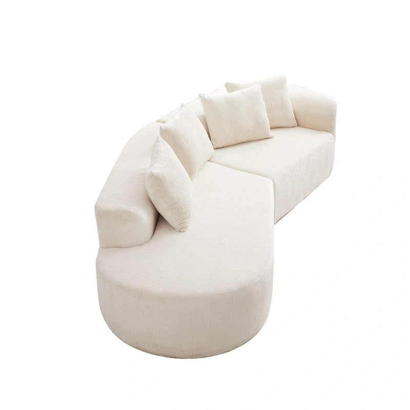 114 Chenille Cloud Sectional Sofa with Extra Deep Seating, and 4 Throw Pillows & No-Assembly Design