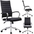 Modern Ergonomic Office Chair: Mid Back, PU Leather, Arms, Tilt, Adjustable Height, Wheels, Swivel