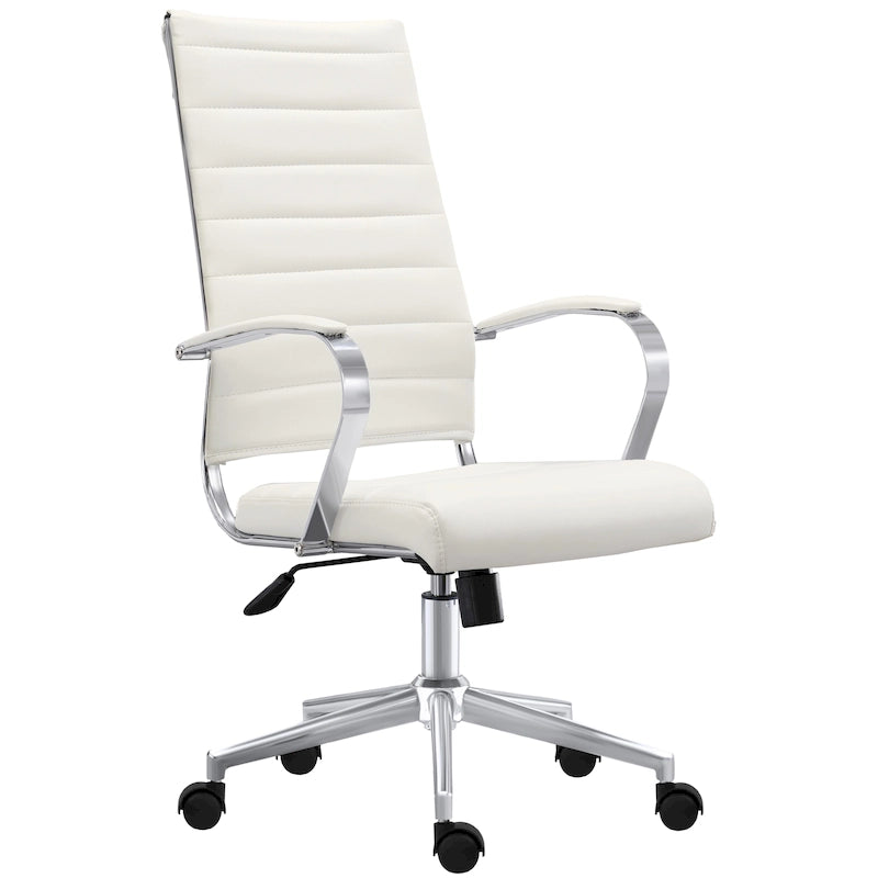 Modern Ergonomic Office Chair: Mid Back, PU Leather, Arms, Tilt, Adjustable Height, Wheels, Swivel