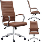 Modern Ergonomic Office Chair: Mid Back, PU Leather, Arms, Tilt, Adjustable Height, Wheels, Swivel