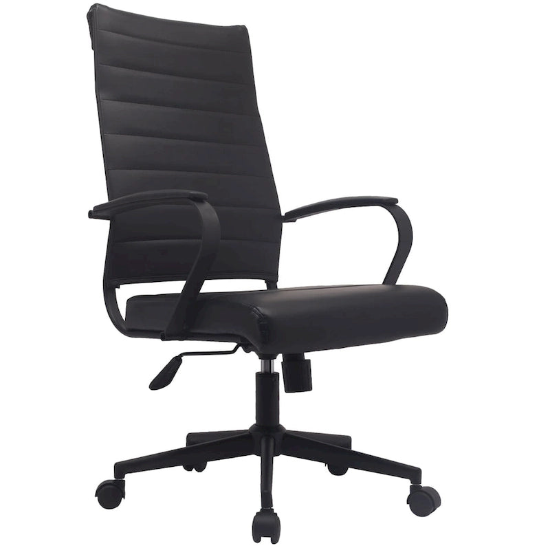 Modern Ergonomic Office Chair: Mid Back, PU Leather, Arms, Tilt, Adjustable Height, Wheels, Swivel