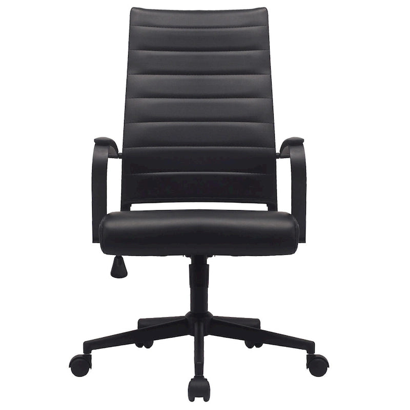 Modern Ergonomic Office Chair: Mid Back, PU Leather, Arms, Tilt, Adjustable Height, Wheels, Swivel