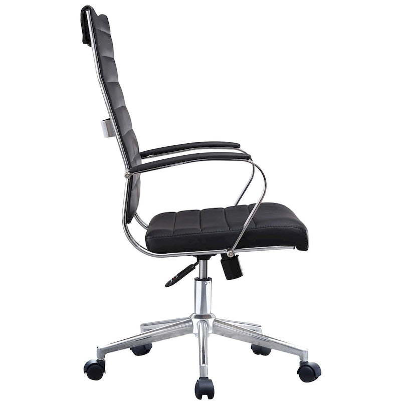 Modern Ergonomic Office Chair: Mid Back, PU Leather, Arms, Tilt, Adjustable Height, Wheels, Swivel
