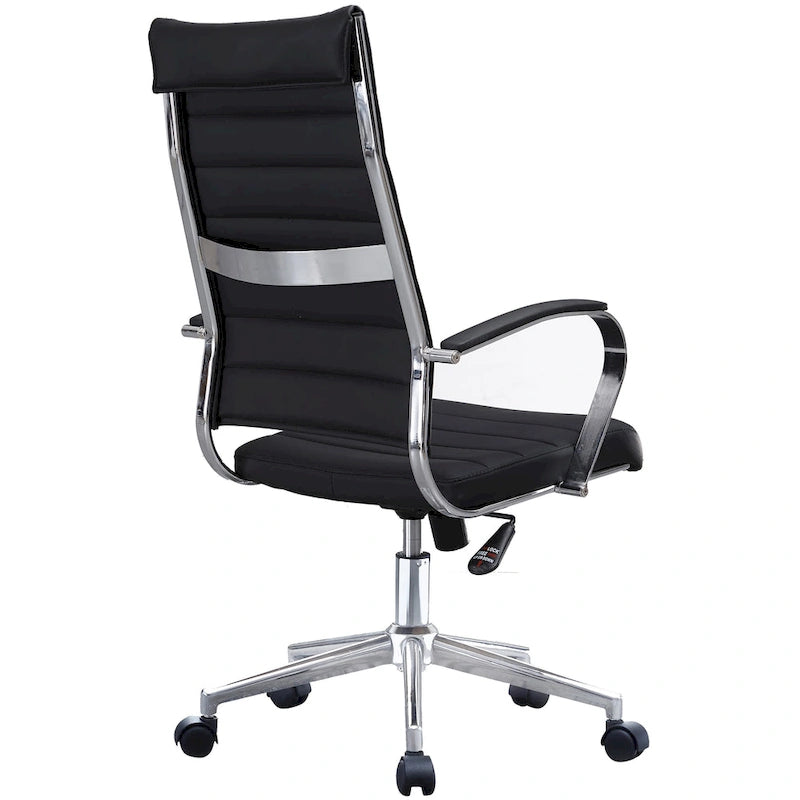 Modern Ergonomic Office Chair: Mid Back, PU Leather, Arms, Tilt, Adjustable Height, Wheels, Swivel