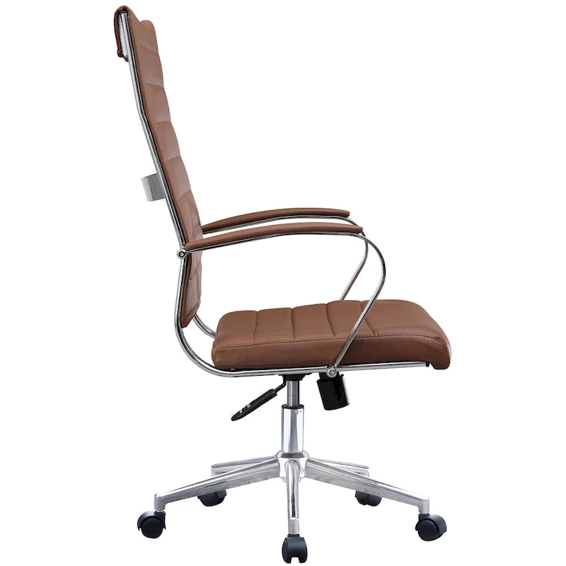 Modern Ergonomic Office Chair: Mid Back, PU Leather, Arms, Tilt, Adjustable Height, Wheels, Swivel