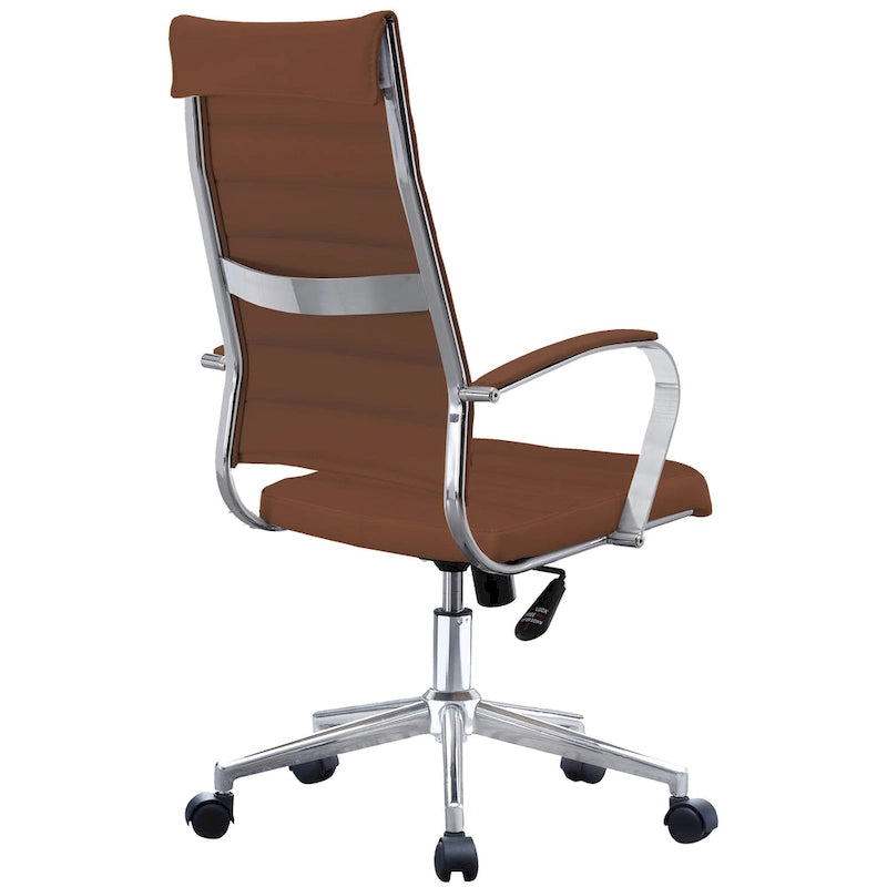 Modern Ergonomic Office Chair: Mid Back, PU Leather, Arms, Tilt, Adjustable Height, Wheels, Swivel