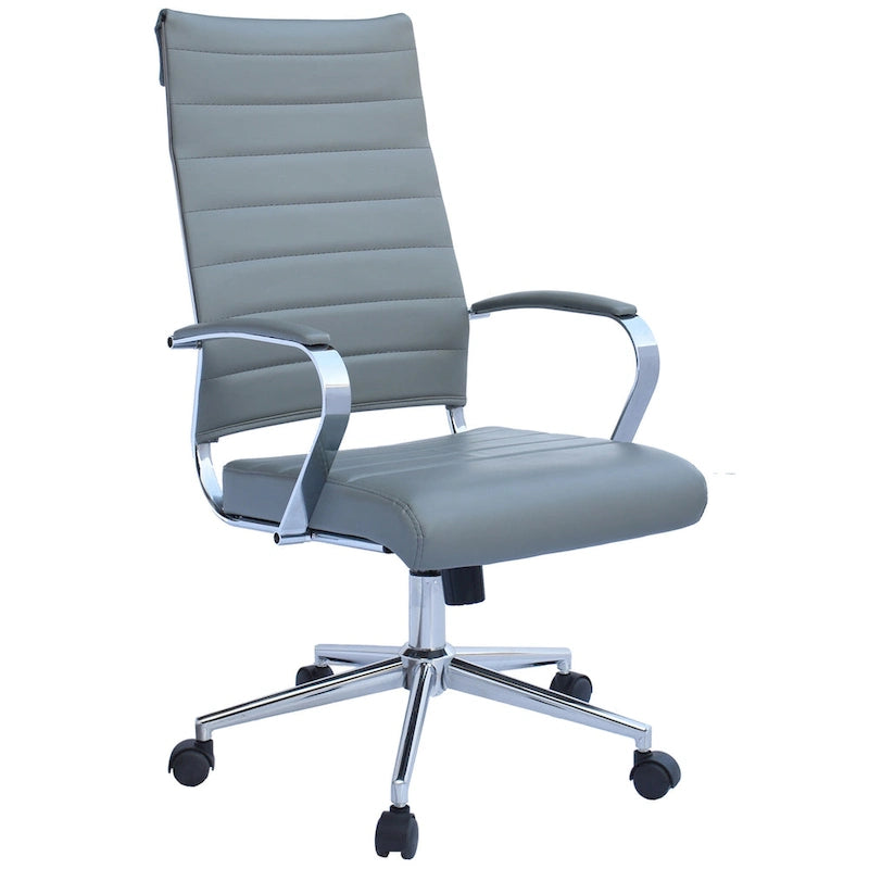 Modern Ergonomic Office Chair: Mid Back, PU Leather, Arms, Tilt, Adjustable Height, Wheels, Swivel