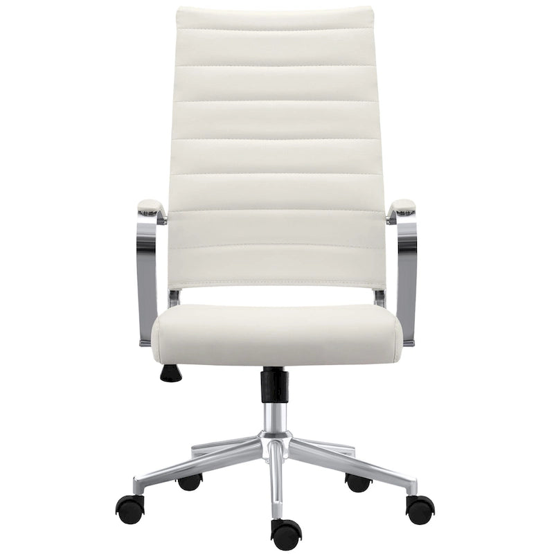 Modern Ergonomic Office Chair: Mid Back, PU Leather, Arms, Tilt, Adjustable Height, Wheels, Swivel