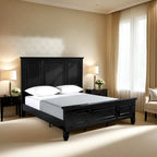Lila King Bed, Picture Frame Panel Headboard, Farmhouse Black Wood