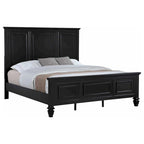 Lila King Bed, Picture Frame Panel Headboard, Farmhouse Black Wood