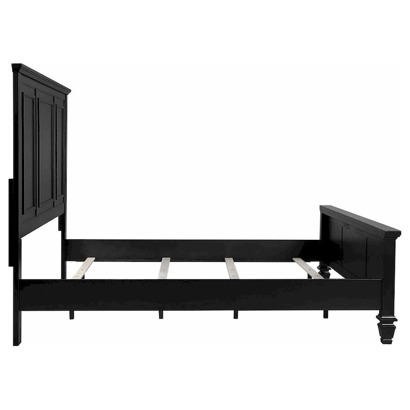Lila King Bed, Picture Frame Panel Headboard, Farmhouse Black Wood