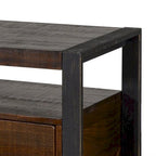 Flint TV Media Console, 3 Drawers, 2 Shelves, Dark Brown Wood, 78 Inch