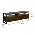 Flint TV Media Console, 3 Drawers, 2 Shelves, Dark Brown Wood, 78 Inch