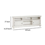 Ayne TV Stand Media Cabinet, 2 Doors and 4 Shelves, White Wood 60 Inch