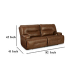 Cesca Power Recliner Sofa, Plush Auburn Brown Real Leather, 84 Inch