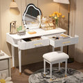 Vanity Table Set with Cushioned Stool, Dressing Table with Touch Screen LED Mirror, Makeup Table with 2 Drawers