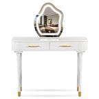 Vanity Table Set with Cushioned Stool, Dressing Table with Touch Screen LED Mirror, Makeup Table with 2 Drawers