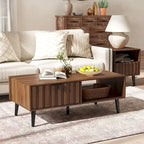 2-Drawer Mid-Century Modern Rectangular Coffee Table with Storage - 47.24L x 23.62W x 17.72H