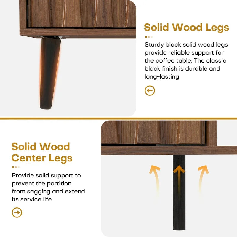 2-Drawer Mid-Century Modern Rectangular Coffee Table with Storage - 47.24L x 23.62W x 17.72H