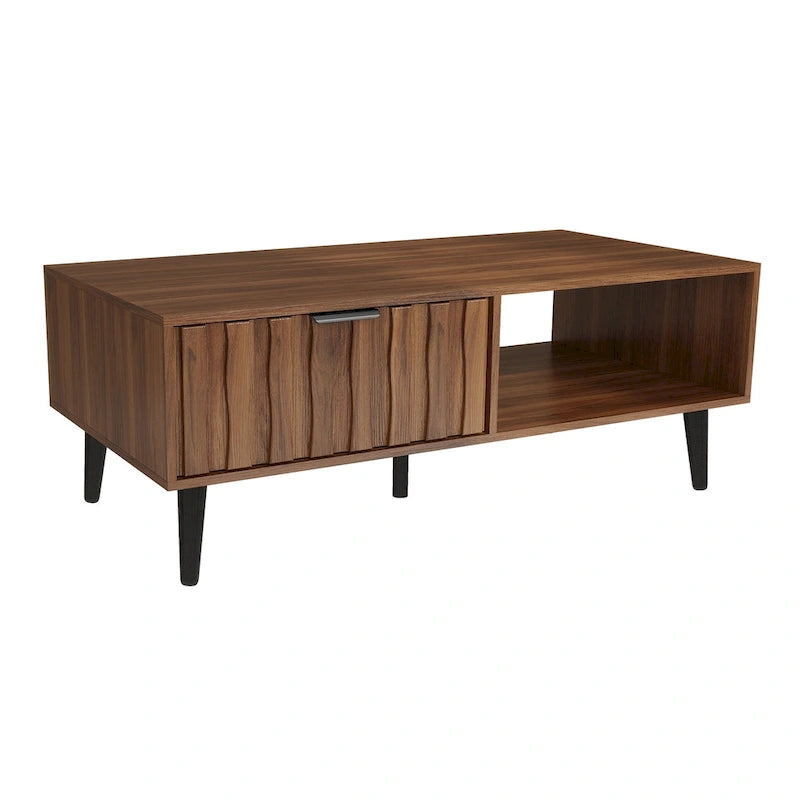 2-Drawer Mid-Century Modern Rectangular Coffee Table with Storage - 47.24L x 23.62W x 17.72H