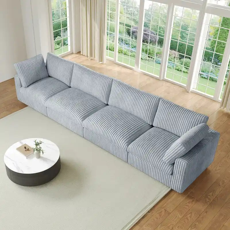 157.48 Soft Plush Modular Sectional Sofa 4-Seater Upholstered Living Room Couch