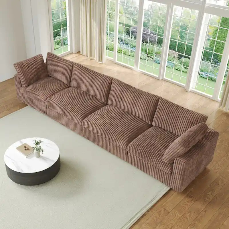 157.48 Soft Plush Modular Sectional Sofa 4-Seater Upholstered Living Room Couch