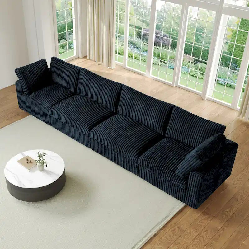 157.48 Soft Plush Modular Sectional Sofa 4-Seater Upholstered Living Room Couch
