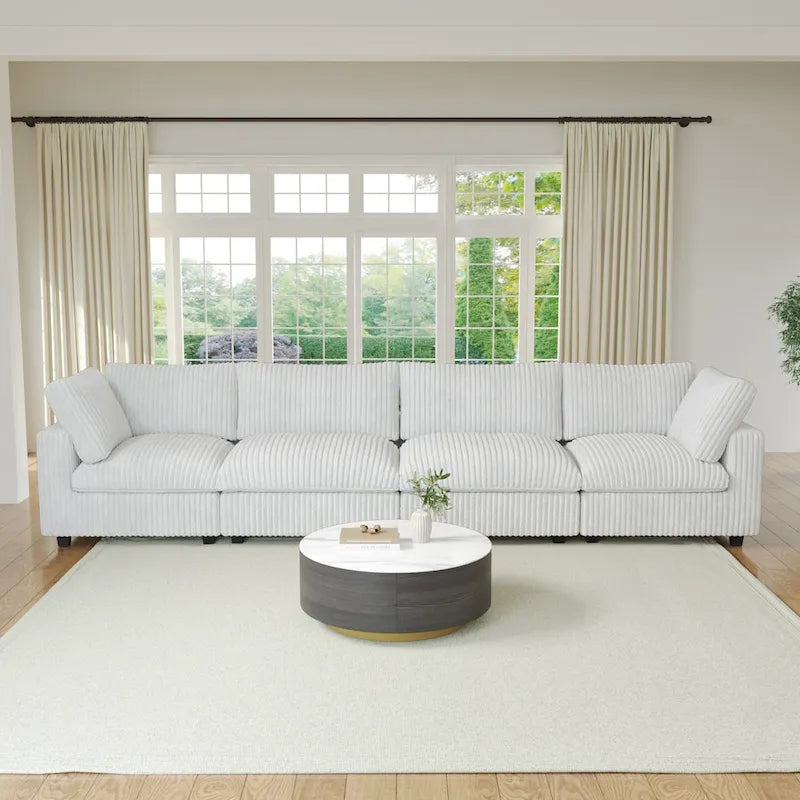 157.48 Soft Plush Modular Sectional Sofa 4-Seater Upholstered Living Room Couch