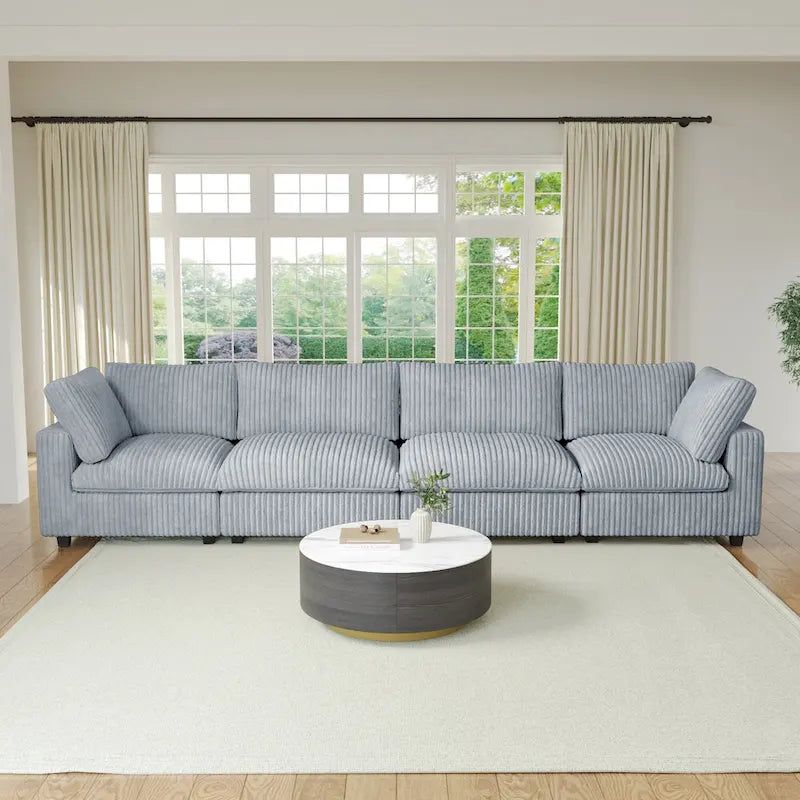 157.48 Soft Plush Modular Sectional Sofa 4-Seater Upholstered Living Room Couch