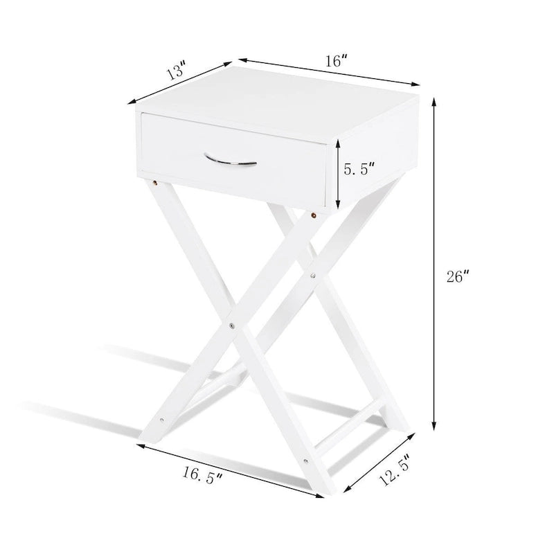 Costway 2 PCS Nightstand X-Shape Drawer Accent side End Table Modern